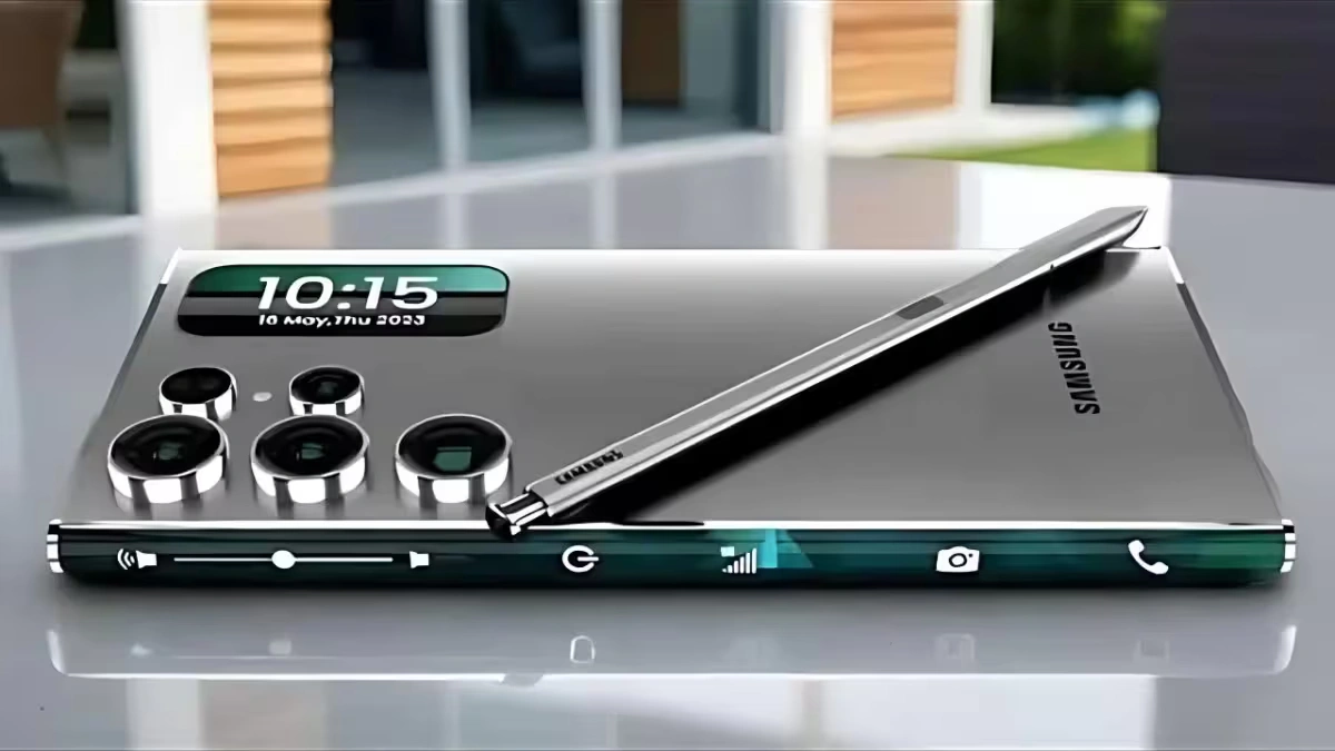 El Samsung Galaxy S25 sobre una mesa con su lápiz óptico.